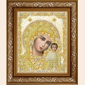 Рисунок на ткани бисером БЛАГОВЕСТ "Пресвятая Богородица Казанская в белом" 20х25 см